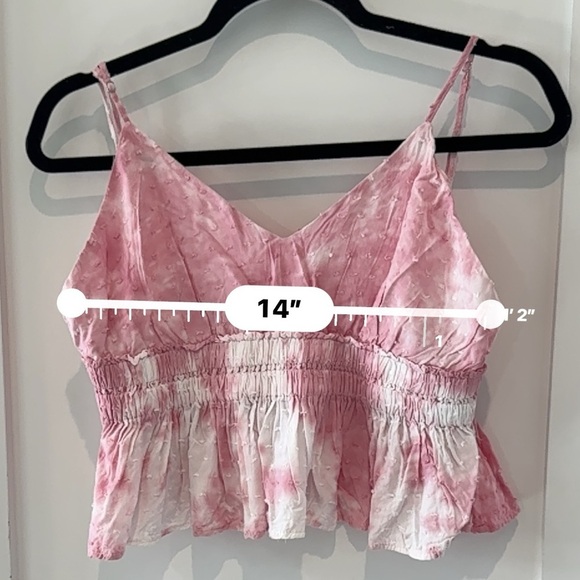 Cotton Candy Pink Smocked Peplum Camisole crop top baby pink size L y2k - Picture 4 of 6